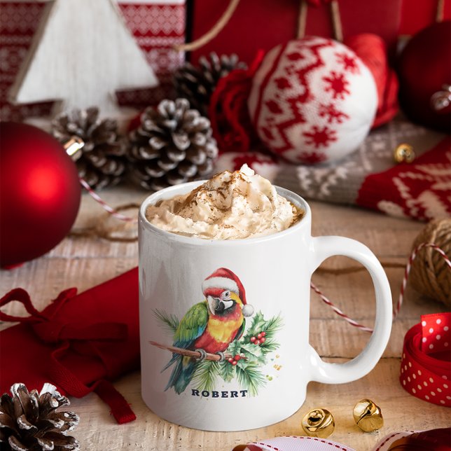 Tropische Weihnachtsbird-Monogramm Kaffeetasse (Von Creator hochgeladen)