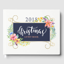 Tropische WeihnachtsBouquet & Gold Rahmen Gästebuch