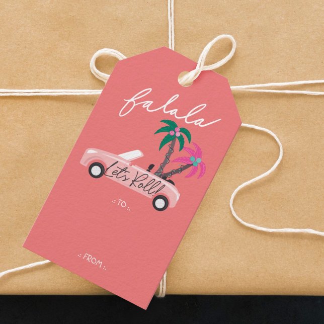 Tropische Weihnachtsfala Lasse Roll Pink Convertib Geschenkanhänger (Tropical Christmas Fala Lets Roll Pink Convertible Gift Tags)