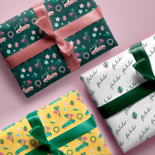 Tropische Weihnachtsfala Lasse Roll Pink Convertib Geschenkpapier Set