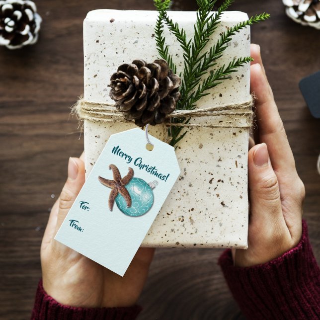 Tropische Weihnachtsfeiertage Krawatte auf Geschenkanhänger (Von Creator hochgeladen)