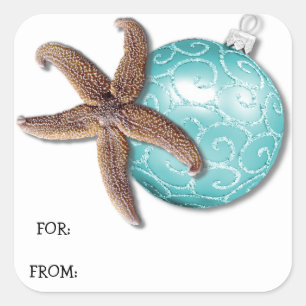 Tropische Weihnachtsgeschenke für Sternfische und  Quadratischer Aufkleber