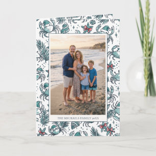 Tropische Weihnachtsgrußkarte mit Familienfoto und Feiertagskarte