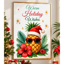 Tropische Weihnachtskarte mit Ananas | Warme Feier