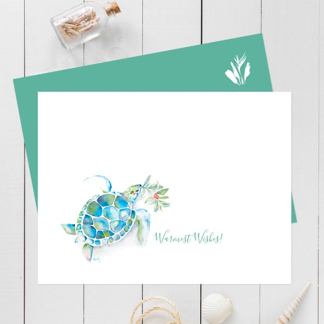 Tropische Weihnachtskarten Wasserfarbenschildkröte Postkarte (Von Creator hochgeladen)