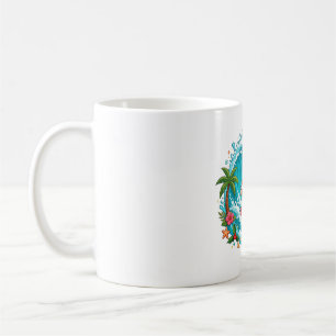 Tropische Weihnachtskunst mit surfen dem Weihnacht Kaffeetasse