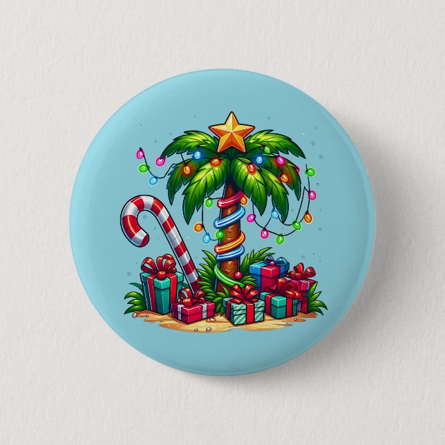 Tropische Weihnachtspalme Button (Vorderseite)