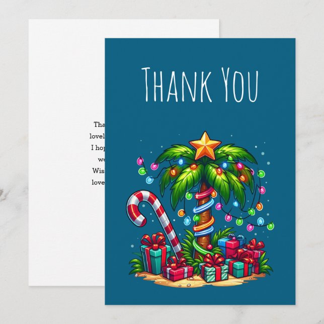 Tropische Weihnachtspalme Dankeskarte (Vorne/Hinten)