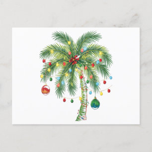 Tropische Weihnachtspalme mit Lichtern und Ornam Feiertagspostkarte