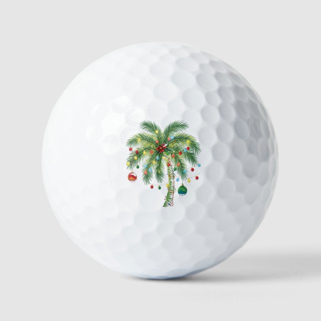 Tropische Weihnachtspalme mit Lichtern und Ornam Golfball (Vorderseite)