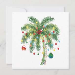 Tropische Weihnachtspalme mit Lichtern und Ornam Save The Date