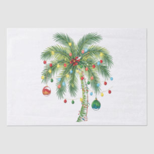 Tropische Weihnachtspalme mit Lichtern und Ornam Seidenpapier