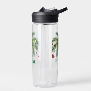 Tropische Weihnachtspalme mit Lichtern und Ornam Trinkflasche