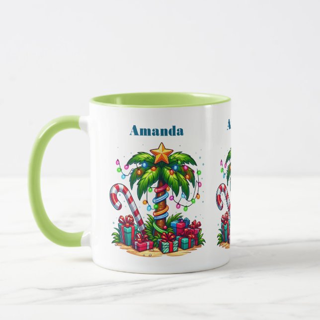 Tropische Weihnachtspalme Tasse (Links)