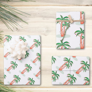 Tropische Weihnachtspalmen Geschenkpapier Set