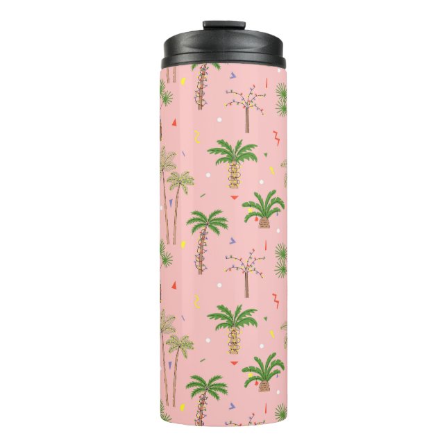 Tropische Weihnachtspalmen Muster Thermosbecher (Vorderseite)