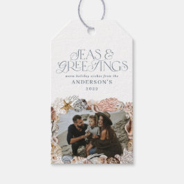 Tropische Weihnachtssee Grüße Foto blau Geschenkanhänger