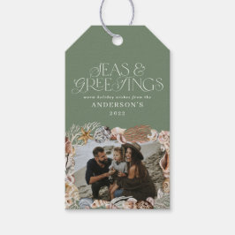 Tropische Weihnachtssee Grüße Foto grün Geschenkanhänger