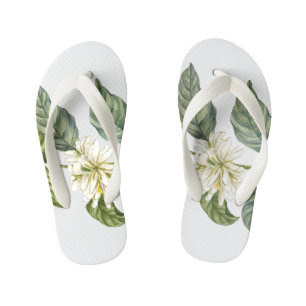 Tropische Weiße Blumen Botanische Flip Flops