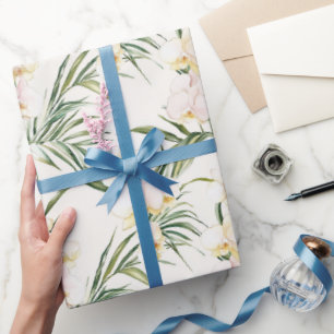 Tropische weiße Orchideen-Blumen Brautdusche Geschenkpapier