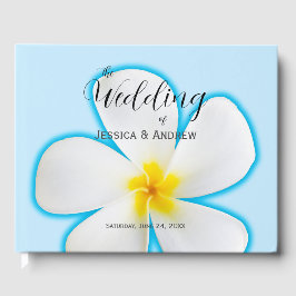 Tropische, weiße Plumeria auf blau, blumenreich, H Gästebuch
