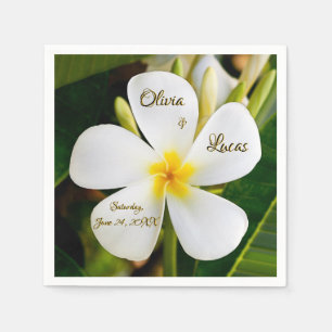 Tropische weiße Plumeria - Neuanfang - Hochzeit Serviette