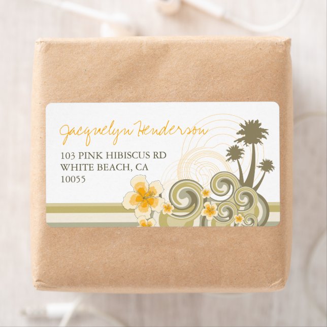 Tropische Wellen Gelbe Hibiskus Palmen Adresse (Insitu)