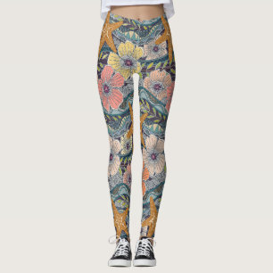 tropische Wellen Maulbeerfarbe Leggings