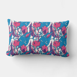 Tropische Wildblumen Blau Rosa Moderne Exotik Lendenkissen