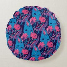 Tropische Wildblumen Blau Rosa Moderne Exotik