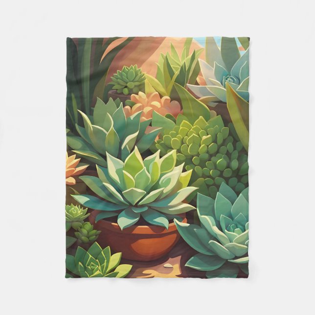 Tropische Wüste Sukkulärer Garten Fleecedecke (Vorderseite)