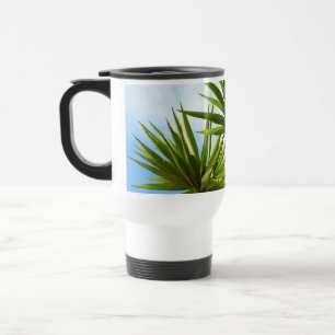 Tropische Yucca-Palmenblätter Malerei Effekt Foto Reisebecher