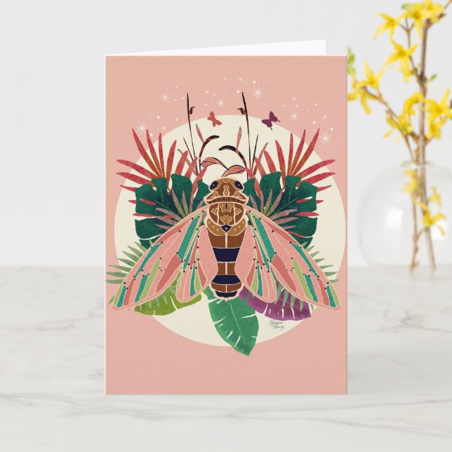 Tropische Zikade Karte (Gelbe Blume)