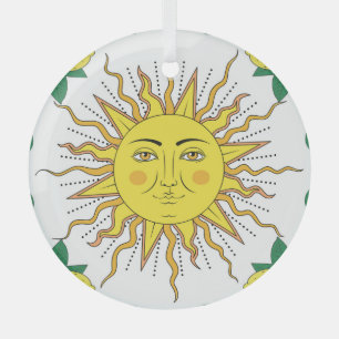 Tropische Zitronenfrüchte, Sonnen-Gesicht. Ornament Aus Glas