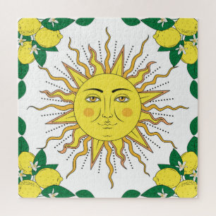Tropische Zitronenfrüchte, Sonnen-Gesicht. Puzzle