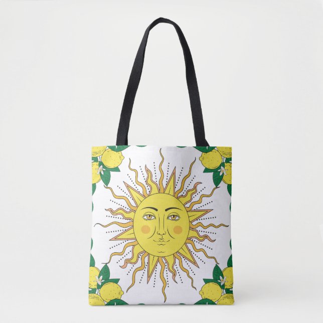 Tropische Zitronenfrüchte, Sonnengesicht. (Vorderseite)