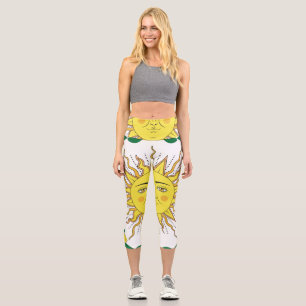 Tropische Zitronenfrüchte, Sonnengesicht. Capri Leggings
