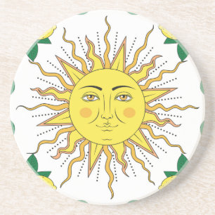 Tropische Zitronenfrüchte, Sonnengesicht. Getränkeuntersetzer