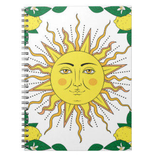 Tropische Zitronenfrüchte, Sonnengesicht. Notizblock