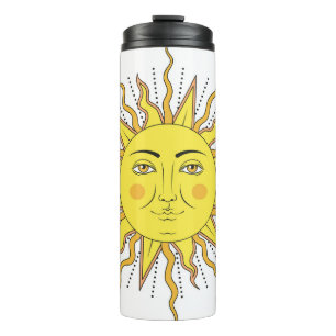 Tropische Zitronenfrüchte, Sonnengesicht. Thermosbecher