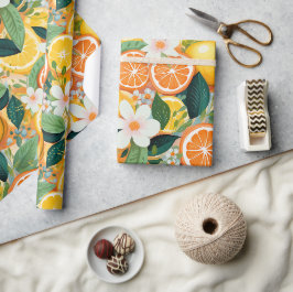Tropische Zitrusblüten Floral Geschenkpapier