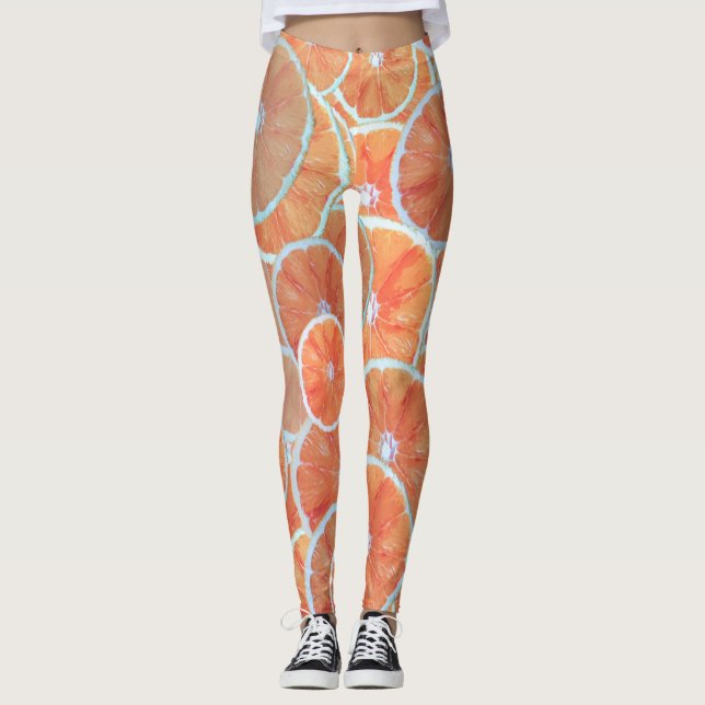 Tropische Zitrusfrüchte Orangen Mandarine Scheiben Leggings (Vorderseite)