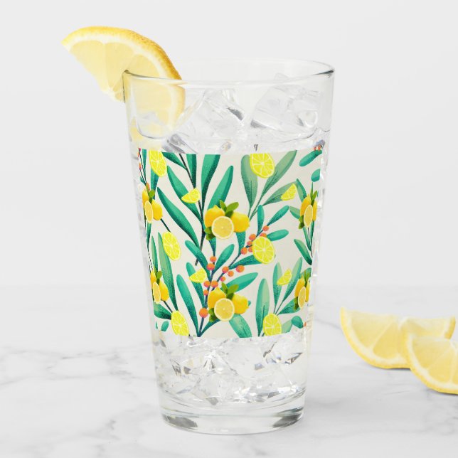 TROPISCHE Zitrusfrüchte SOMMERFRÜCHTE Blume Zitron Glas (Vorderseite Ice)