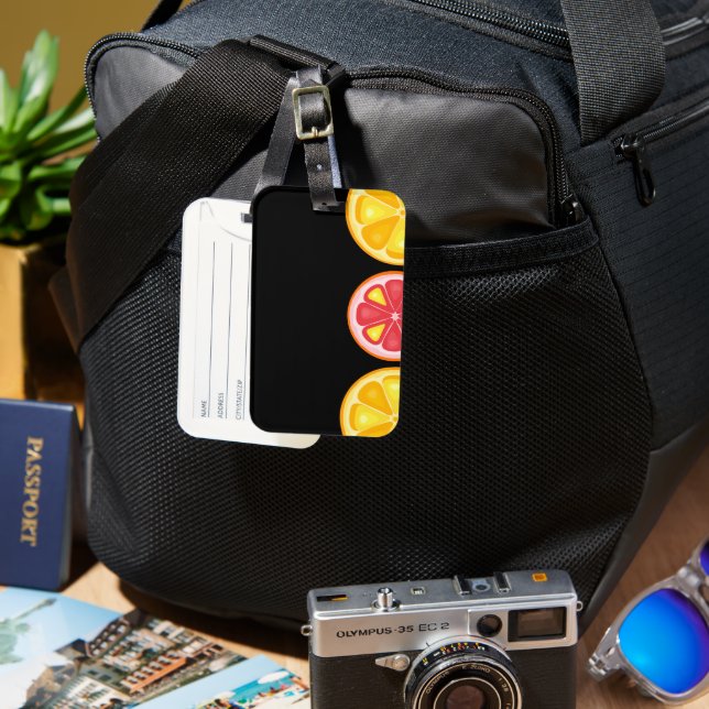TROPISCHE Zitrusfrüchte SOMMERFRÜCHTE Orangenlemon Gepäckanhänger (Vorderseite & Rückseite)