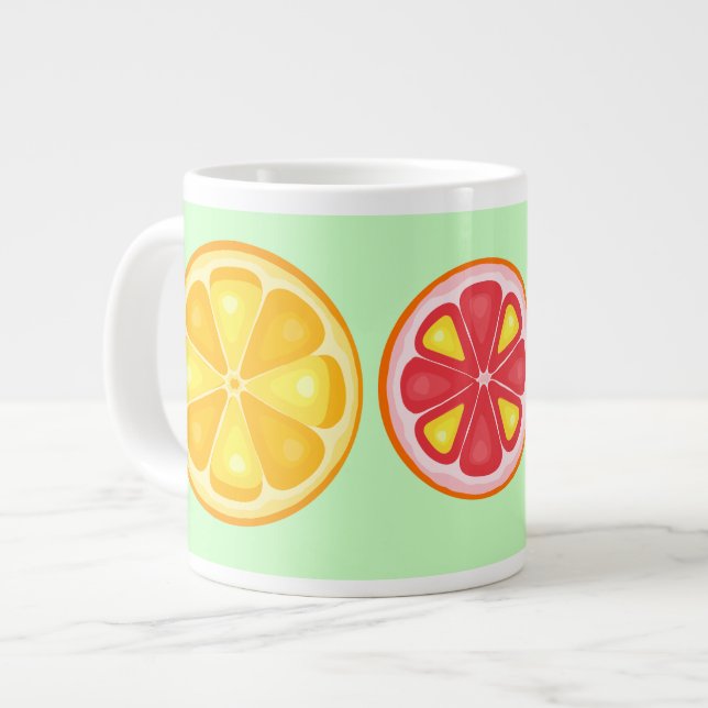 TROPISCHE Zitrusfrüchte SOMMERFRÜCHTE Orangenlemon Jumbo-Tasse (Vorderseite Links)