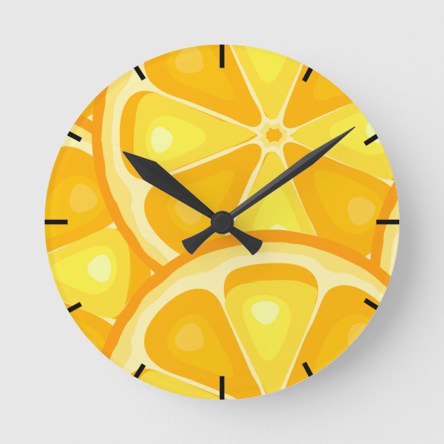 TROPISCHE Zitrusfrüchte SOMMERFRÜCHTE Orangenlemon Runde Wanduhr (Vorderseite)