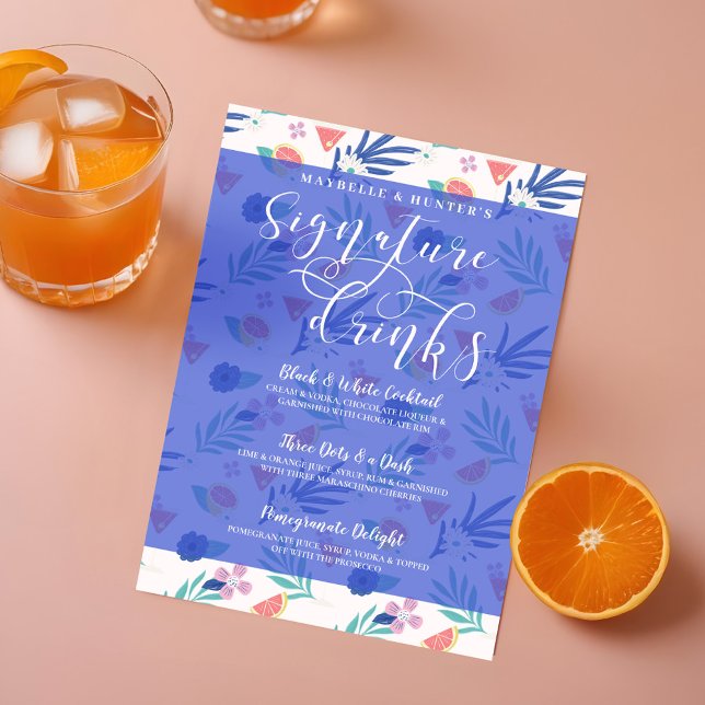 Tropische Zitrusfrüchte Unterschrift Cocktail Drin Menükarte (Tropical Citrus Fruit Signature Cocktail Drinks Menu)