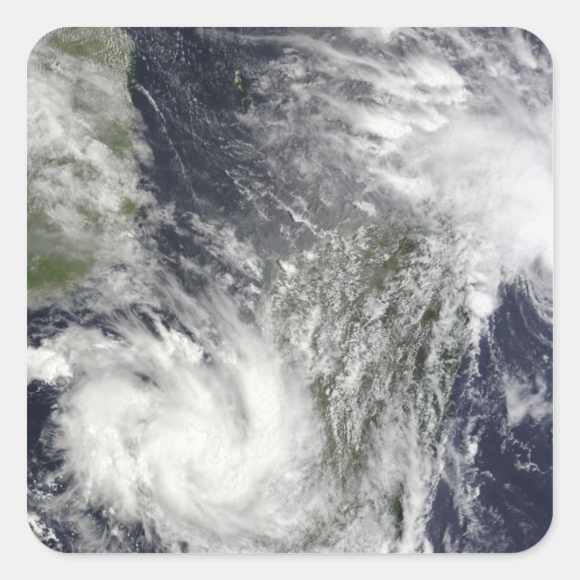Tropische Zyklone Eric und Fanele Quadratischer Aufkleber (Vorderseite)