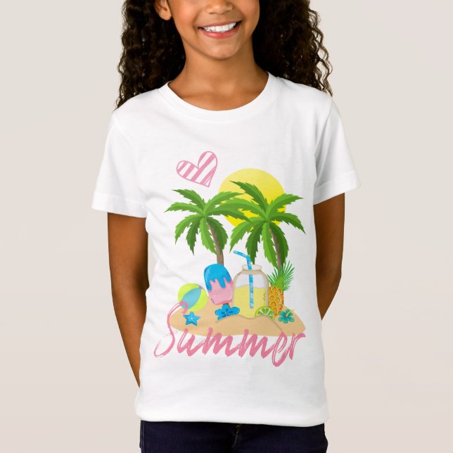 Tropischen Paradies-Sommer-Liebe-Strand-Mädchens T-Shirt (Vorderseite)