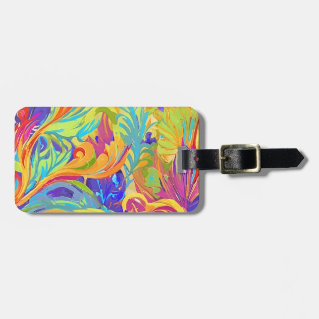 Tropischer 70er-Stil psychedelisch Gepäckanhänger (Vorderseite horizontal)